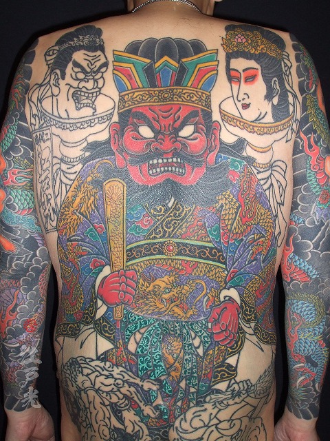 閻魔大王の刺青、背中、和彫り