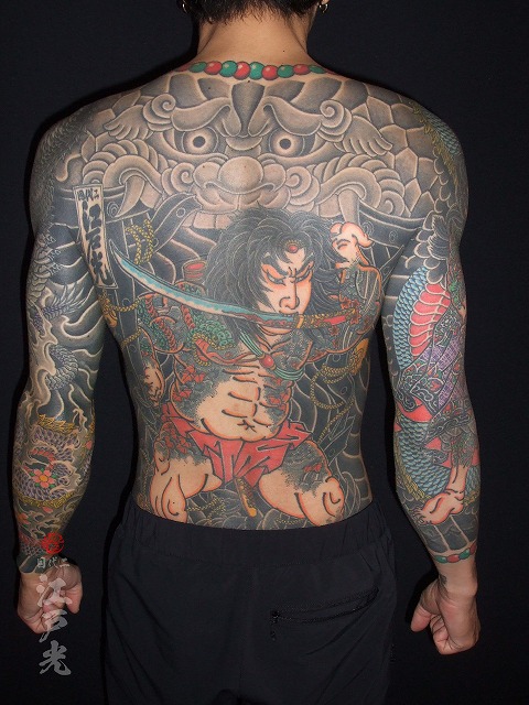 浪裡白跳張順（水滸伝）の刺青、背中、和彫り