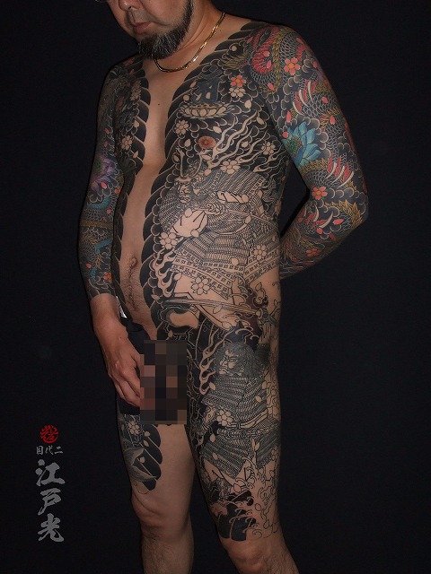 酒吞童子(しゅてんどうじ)、源頼光、渡辺綱の刺青、胸割り、和彫り、タトゥー:東京刺青師二代目江戸光