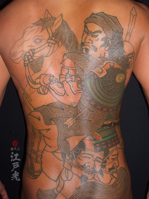 前田利家の刺青、背中、和彫り、タトゥー：東京刺青師二代目江戸光