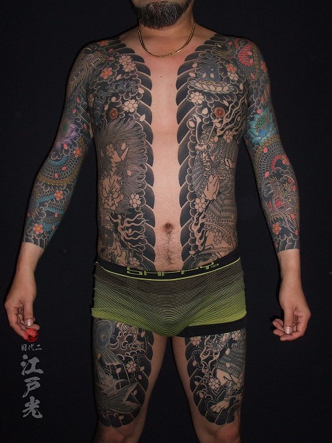 酒吞童子（しゅてんどうじ）、源頼光、渡辺綱、胸割りの刺青、タトゥー：東京刺青師二代目江戸光