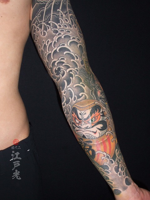金色達磨、渦潮の刺青タトゥー：東京刺青師二代目江戸光
