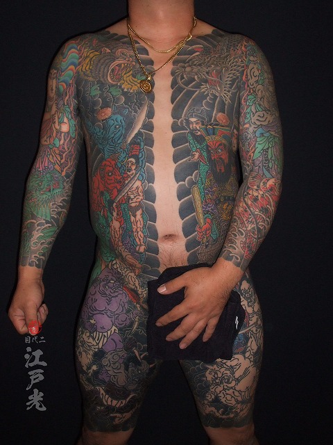 胸割りの、地獄絵図、閻魔大王、刺青、和彫り、タトゥー：東京刺青師二代目江戸光