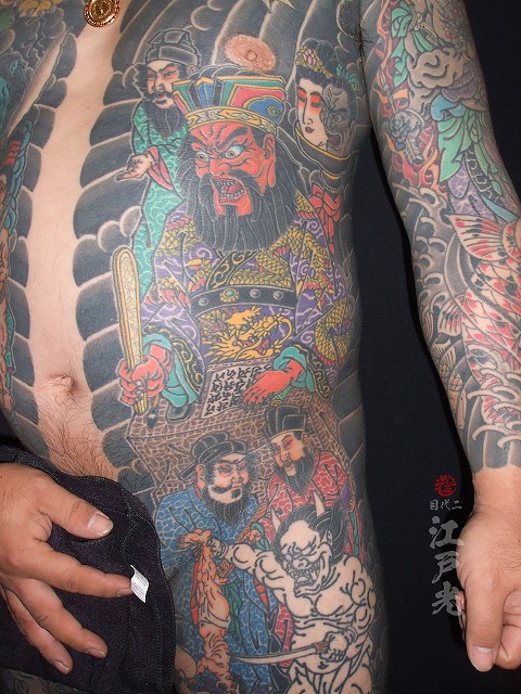 胸割りの、地獄絵図、閻魔大王、刺青、和彫り、タトゥー：東京刺青師二代目江戸光