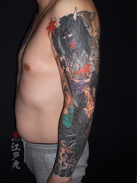 夜叉の刺青、腕、タトゥー：東京刺青師二代目江戸光