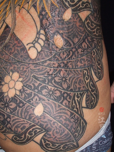 円光龍観音、円光観音の刺青、背中、和彫り、着物柄、タトゥー：東京刺青師二代目江戸光