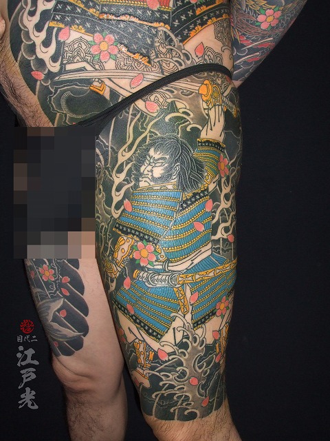 渡辺綱、胸割り、和彫りの刺青