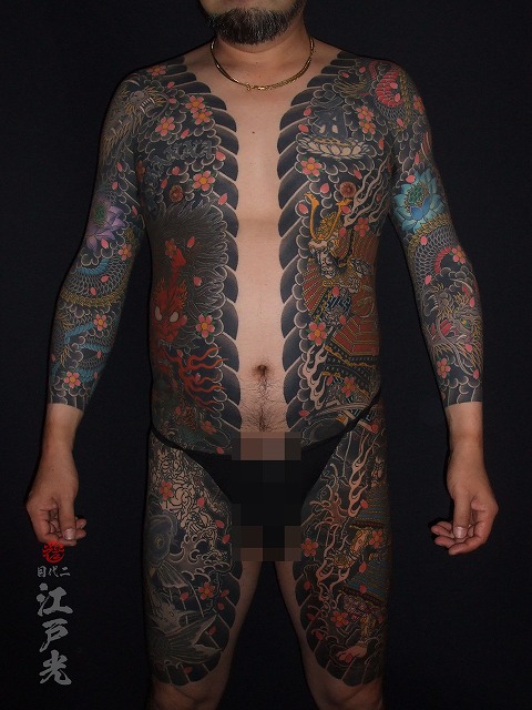 酒吞童子、源頼光、渡辺綱、胸割りの刺青