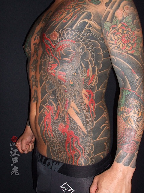 龍の刺青、胸割り