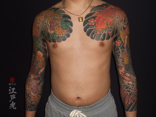腕に行者武松（ぎょうしゃぶしょう）水滸伝の虎退治の刺青タトゥー