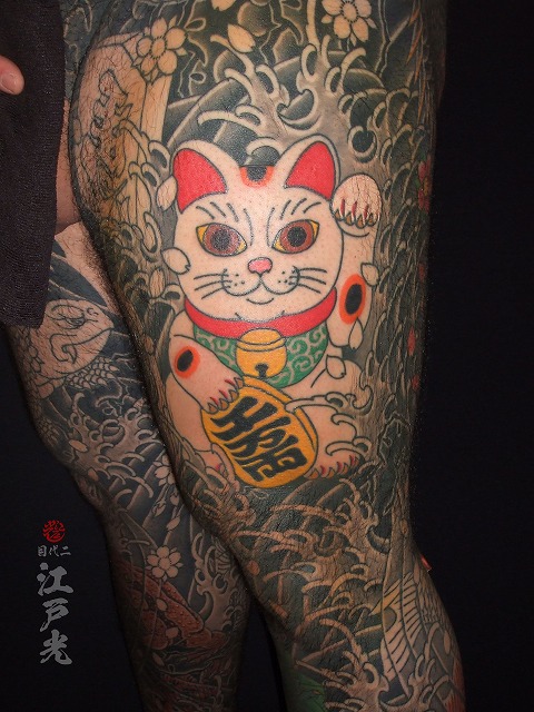 招き猫の刺青タトゥー：東京二代目江戸光
