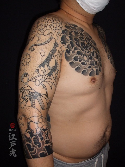 渦潮、宮本武蔵（みやもとむさし）鯨退治の刺青タトゥー：東京二代目