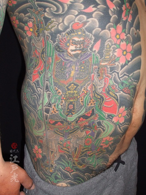 七福神、毘沙門天（びしゃもんてん）胸割りの刺青タトゥー